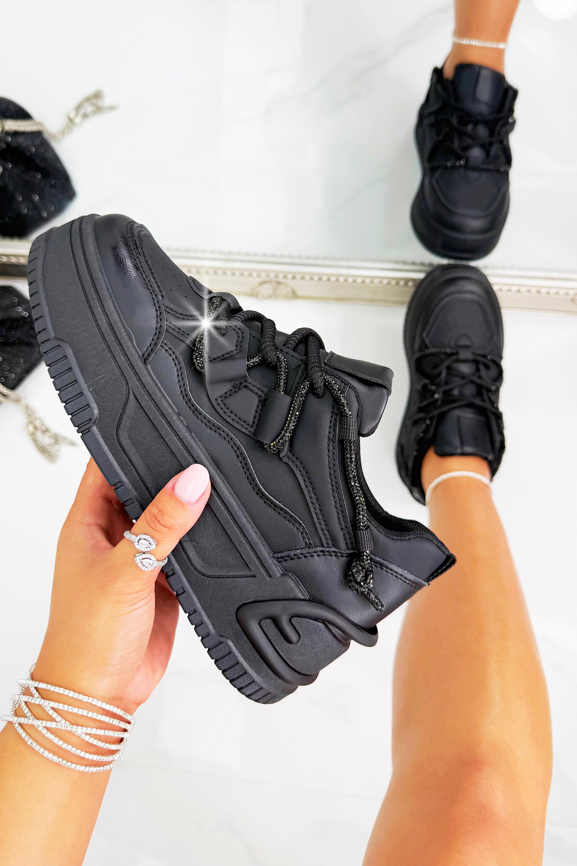 Crystal Spark Trainers Black
