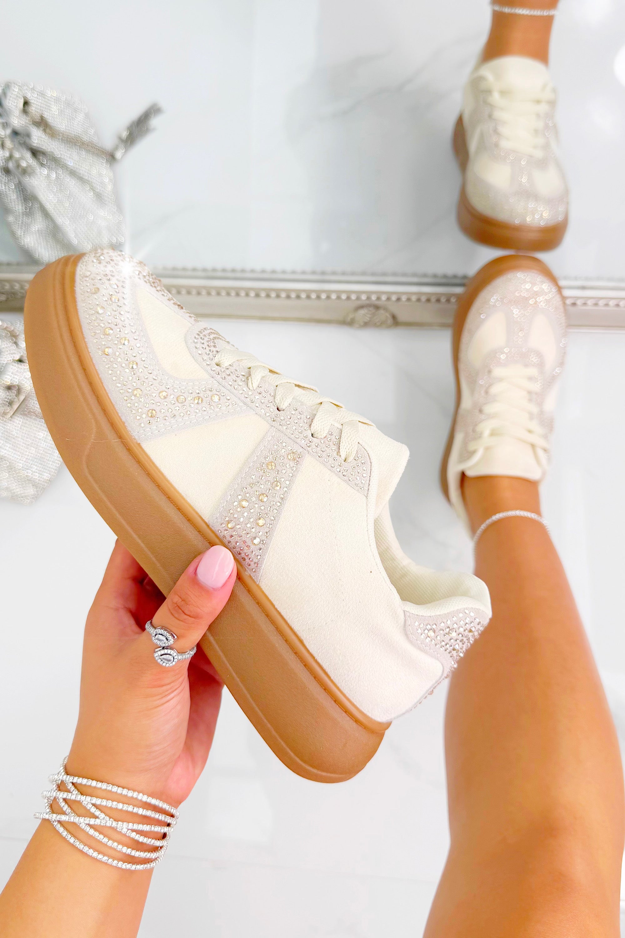 Crystal Sprinkle Dash Trainers Nude