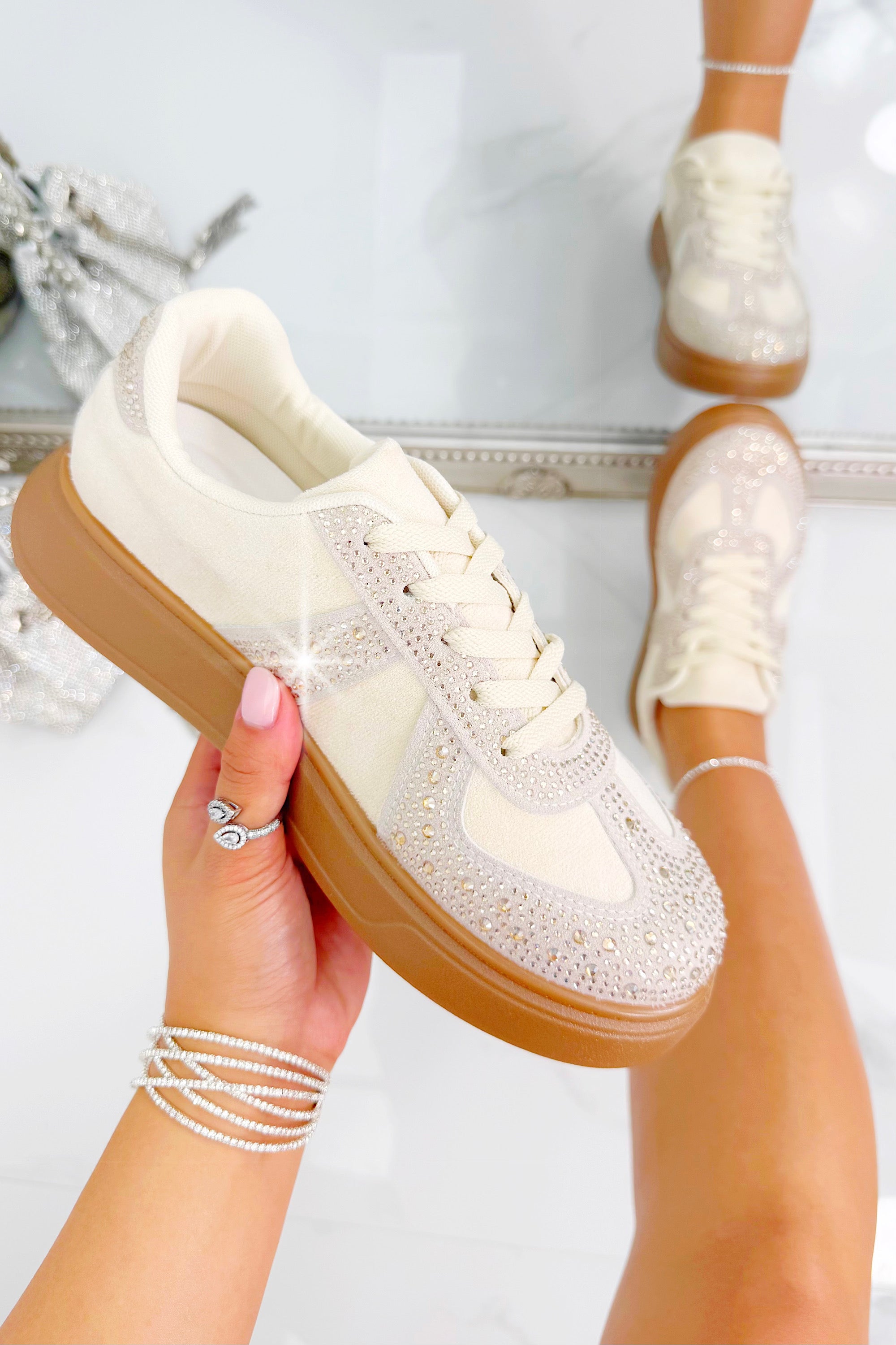 Crystal Sprinkle Dash Trainers Nude