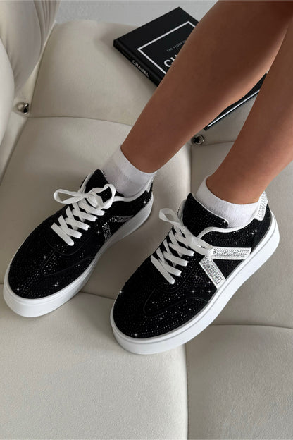 Crystal Icon Trainers Limited Edition Black, showcasing diamante embellished upper panels