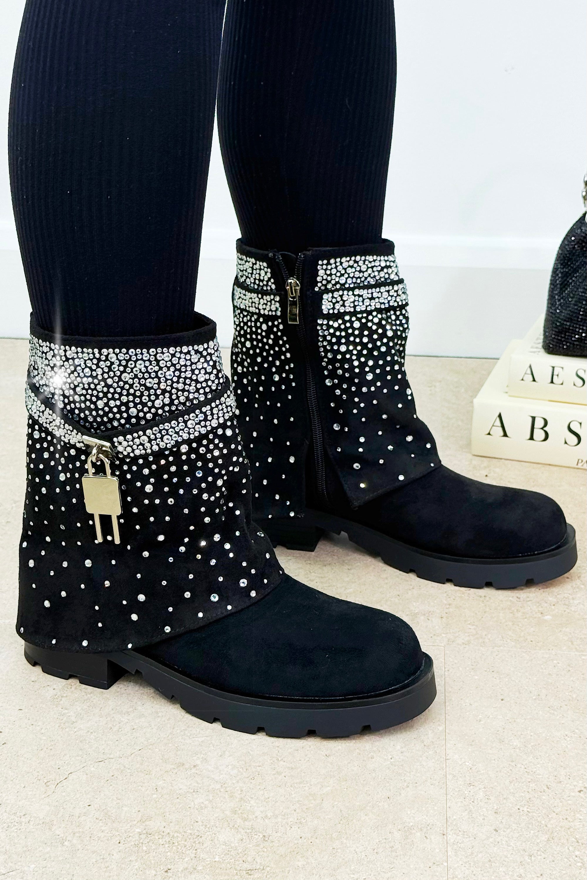 Crystal Starlight Stride Boots Black