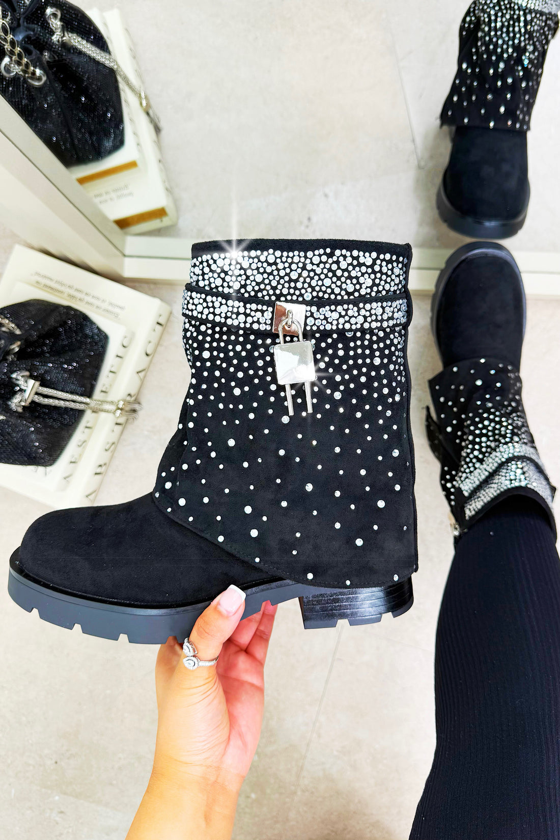Crystal Starlight Stride Boots Black