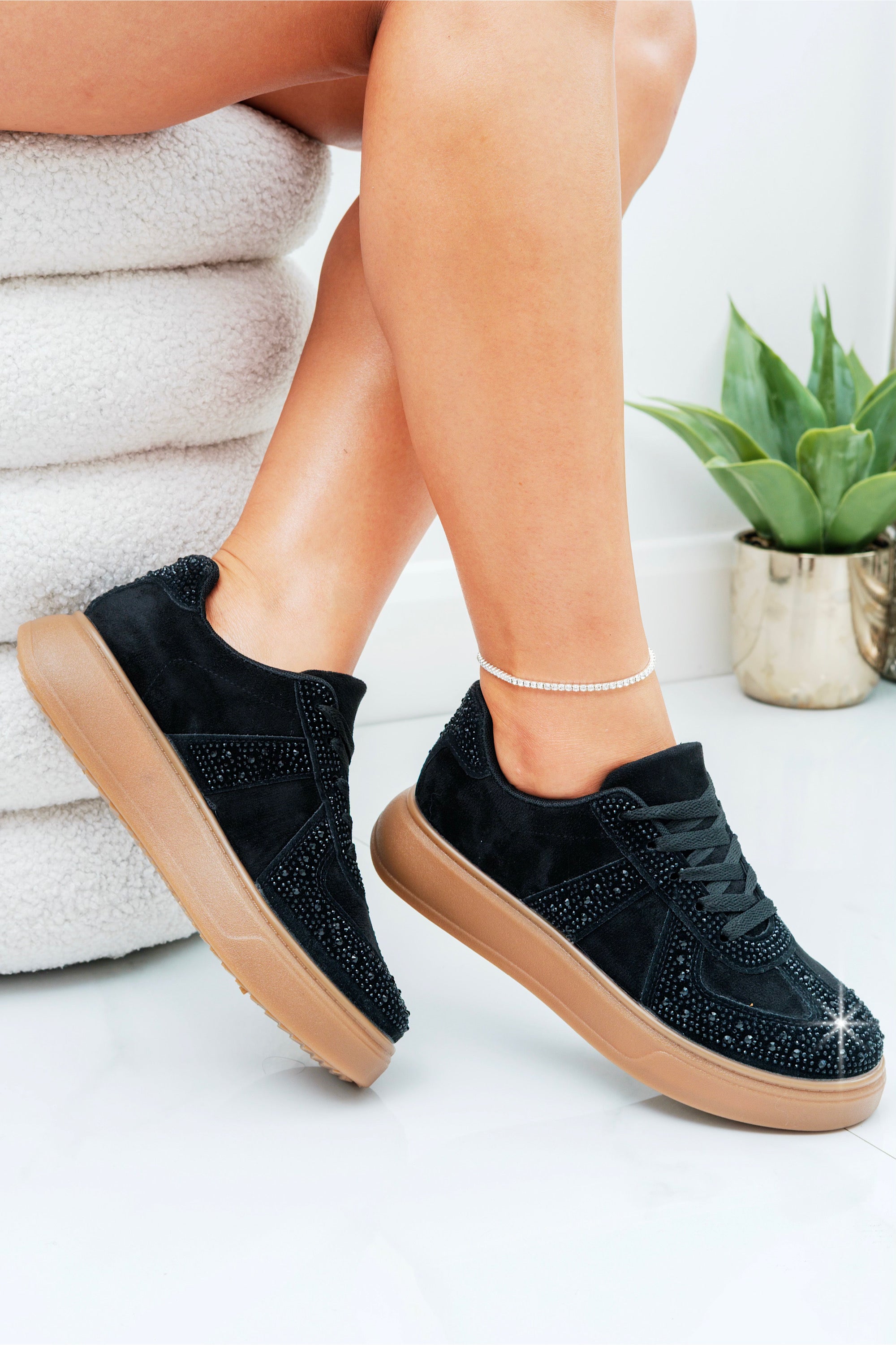 Crystal Sprinkle Dash Trainers Black