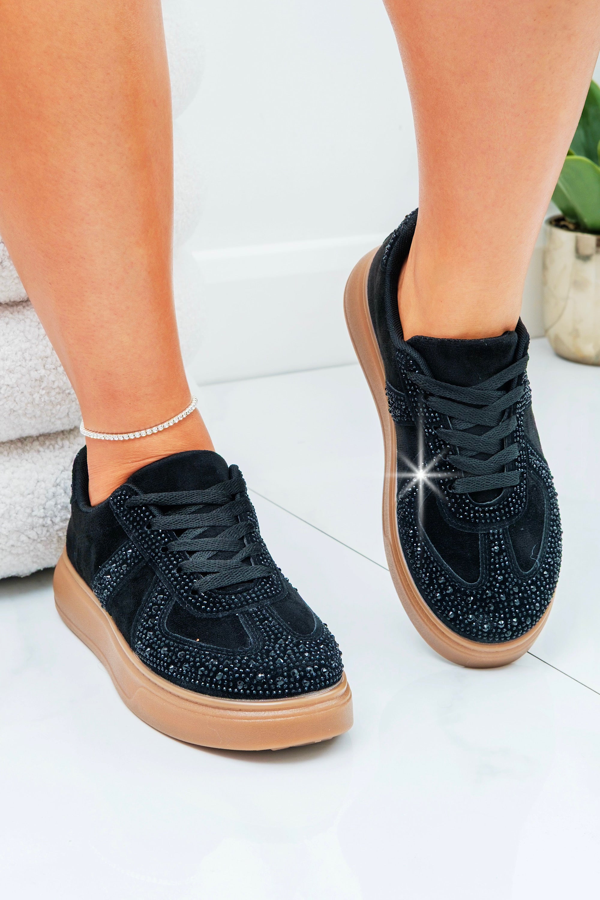 Crystal Sprinkle Dash Trainers Black