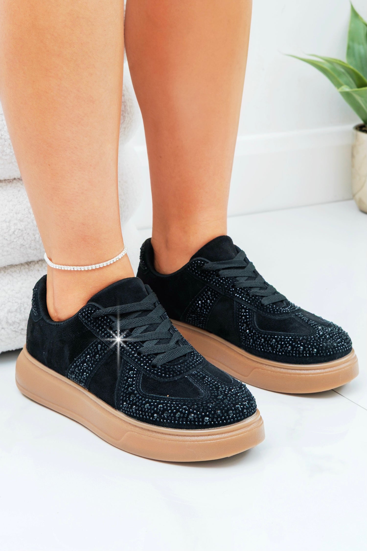 Crystal Sprinkle Dash Trainers Black