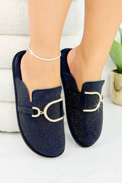 Crystal Imperial Suede Slip On Clog Mules Black
