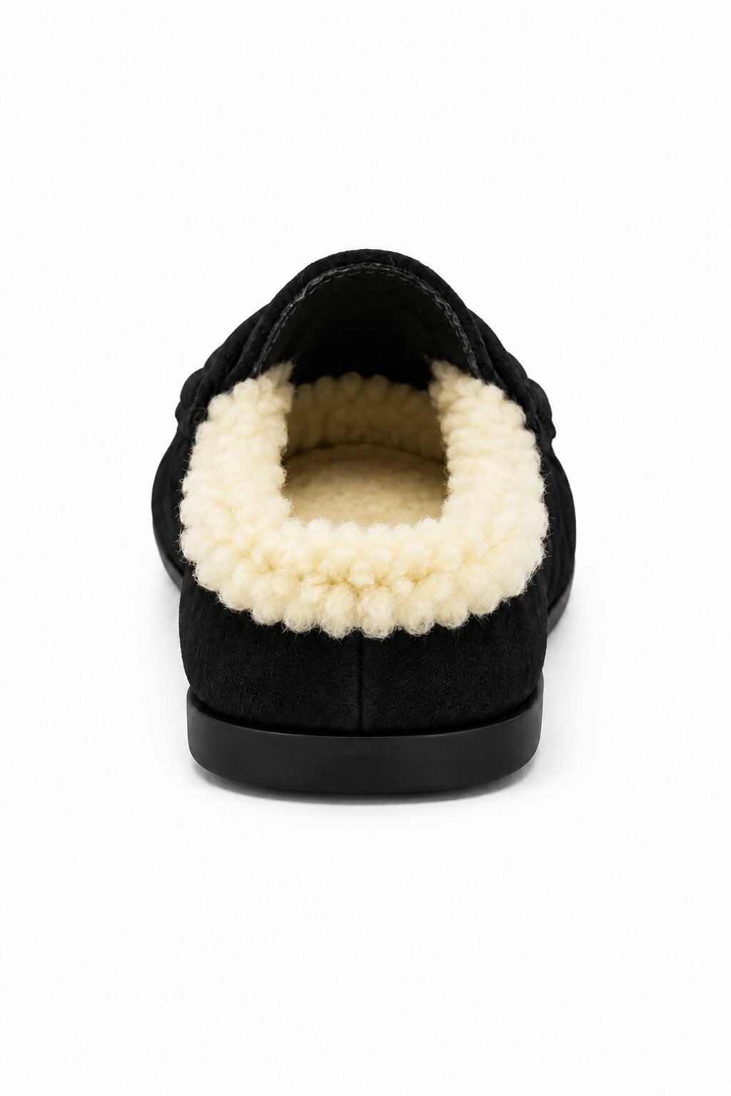 Hazel Faux Suede Moccasin Fleece-Lined Slip On Loafer Flats Black