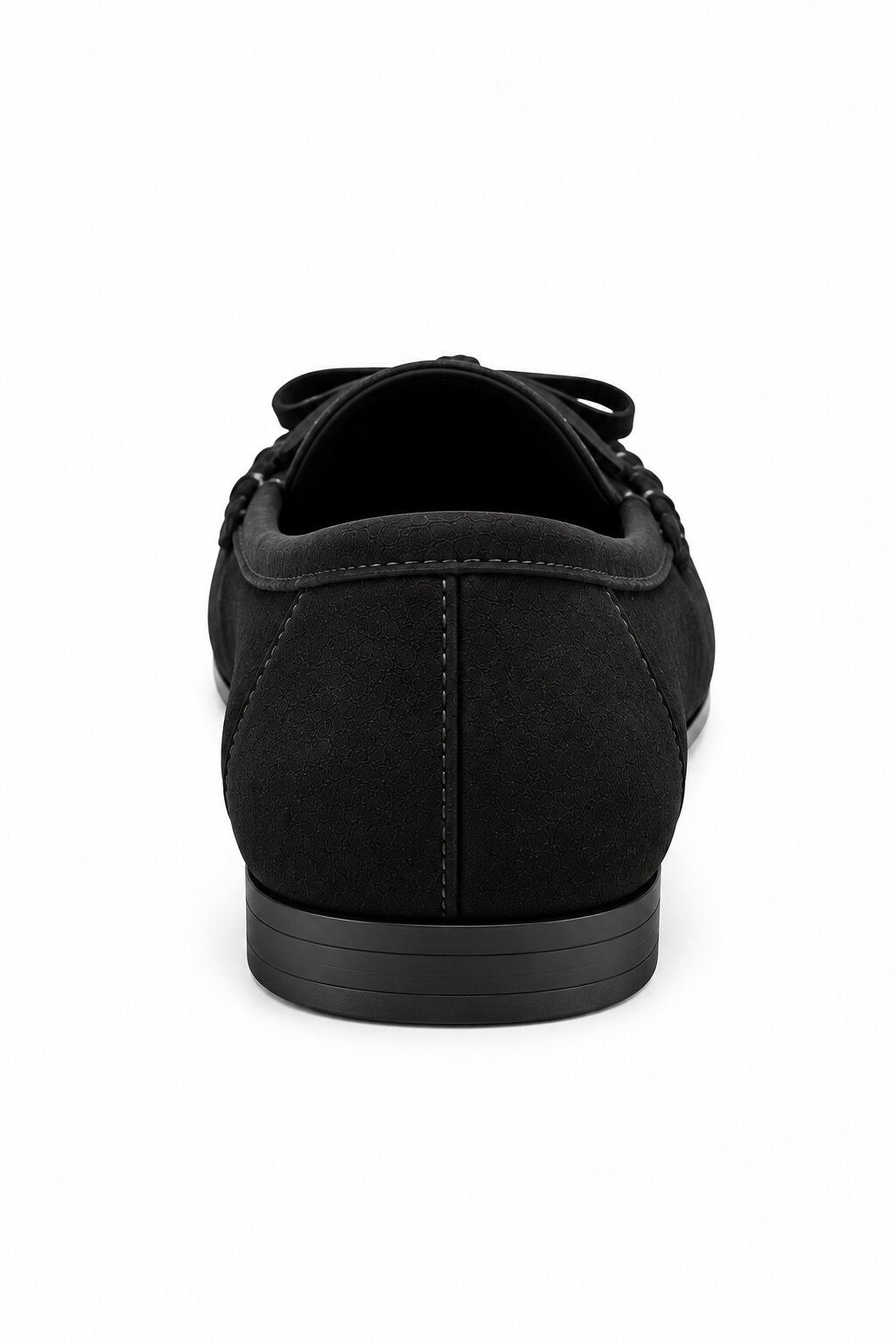 Sorelle Faux Suede Bow Trim Slip-On Loafers Black