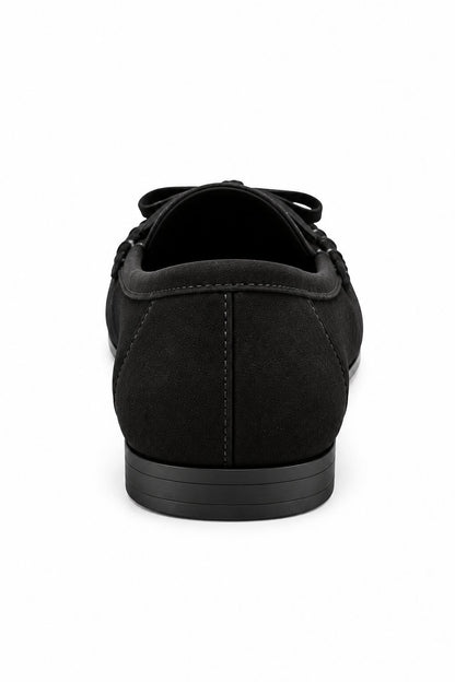 Sorelle Faux Suede Bow Trim Slip-On Loafers Black