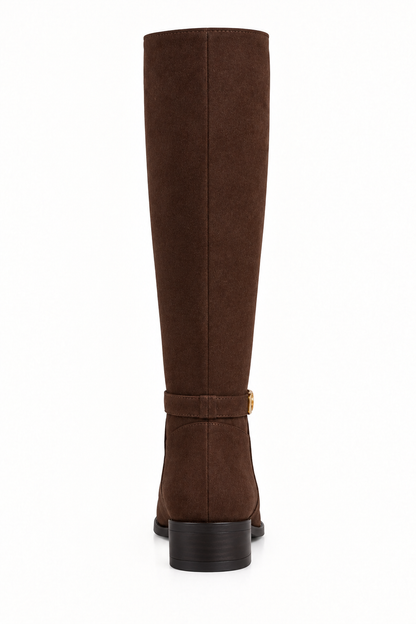 Mayfair Luxe Iconic Buckle Faux Suede Boots Brown