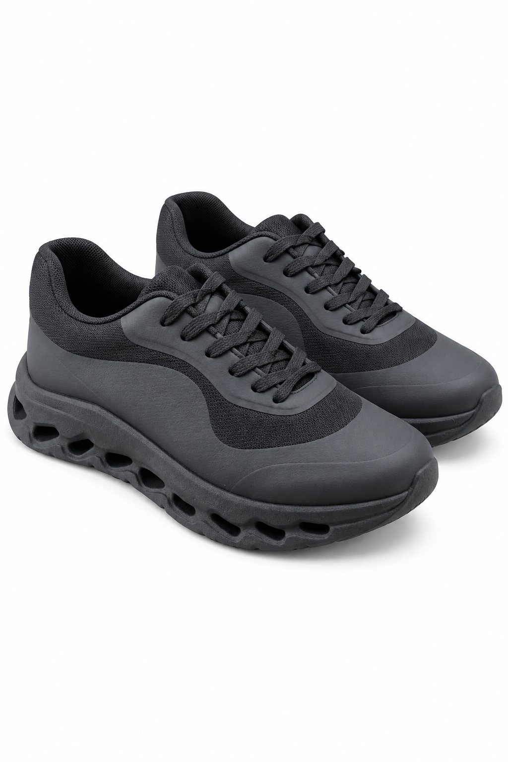 Rhea Mesh Panel Chunky Air Sole Sporty Lace Up Trainers Black