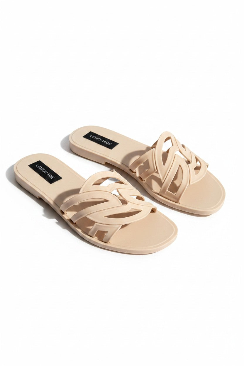 Sculpt Detail Jelly Sliders Nude