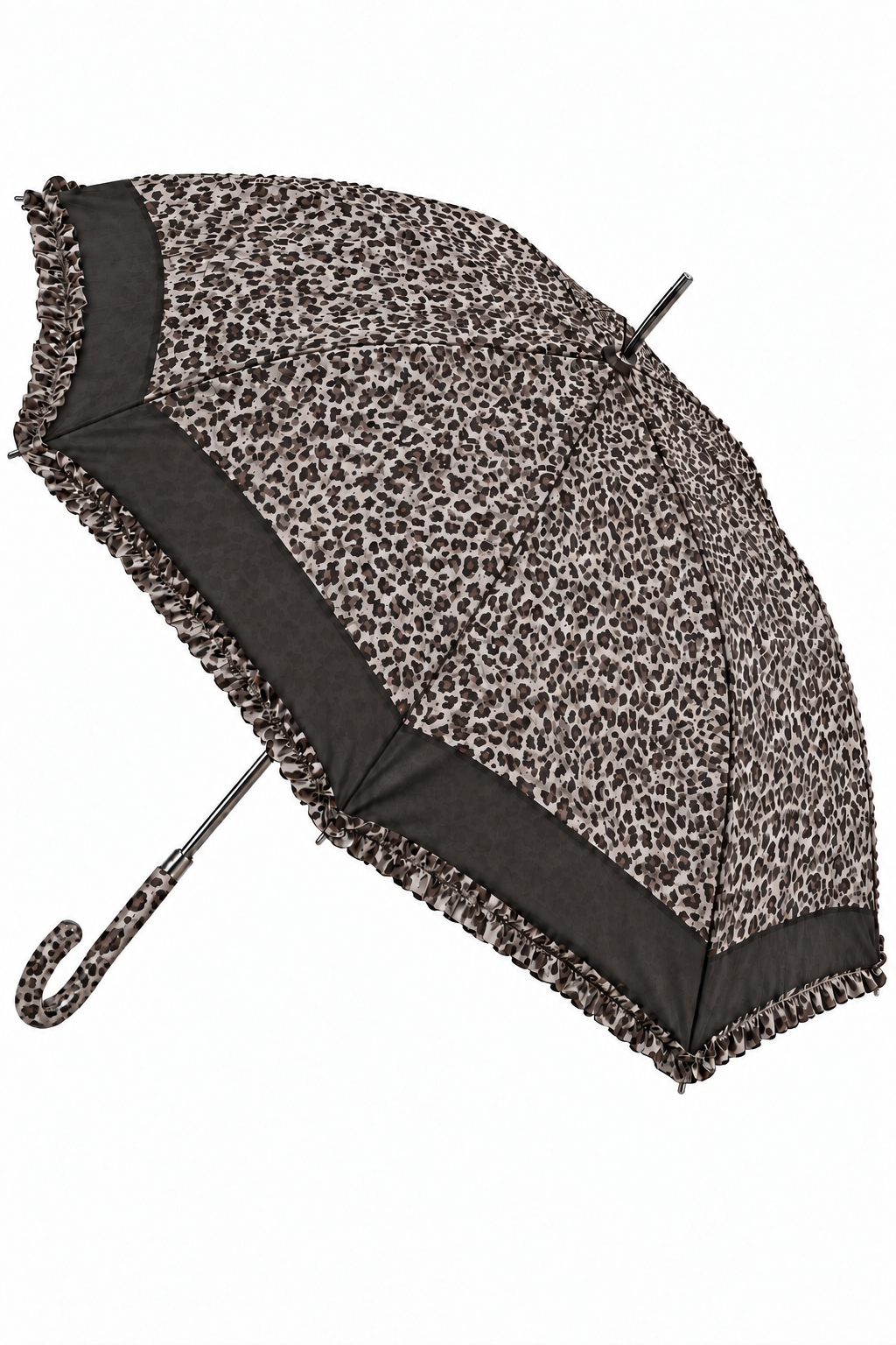 Sheer Detail Frill Umbrella Leopard