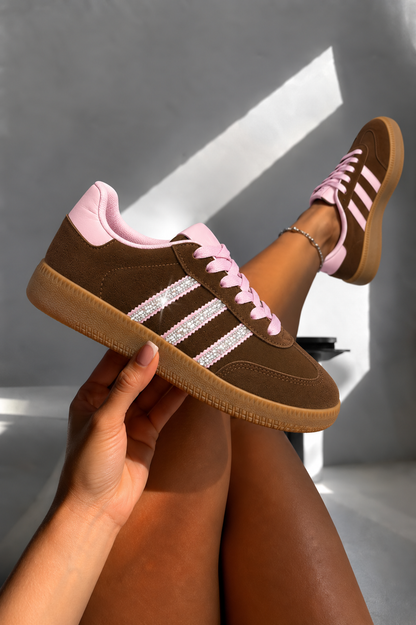 Crystal Stripe Simba Trainers Limited Edition Brown Pink
