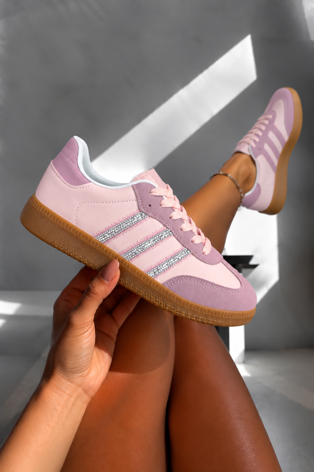 Crystal Stripe Simba Trainers Limited Edition Baby Pink