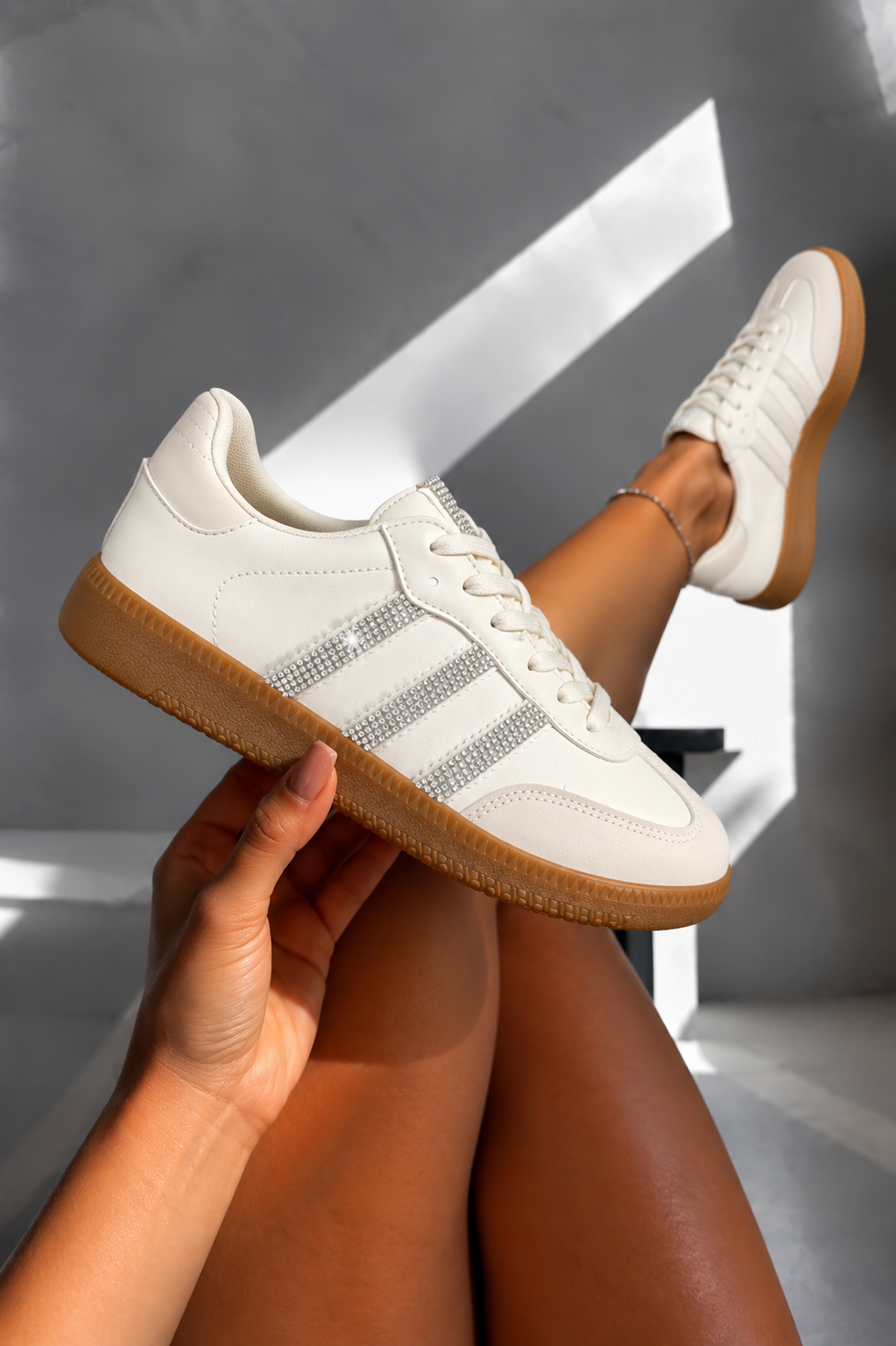 Crystal Stripe Simba Trainers Luxe Edition Creme White