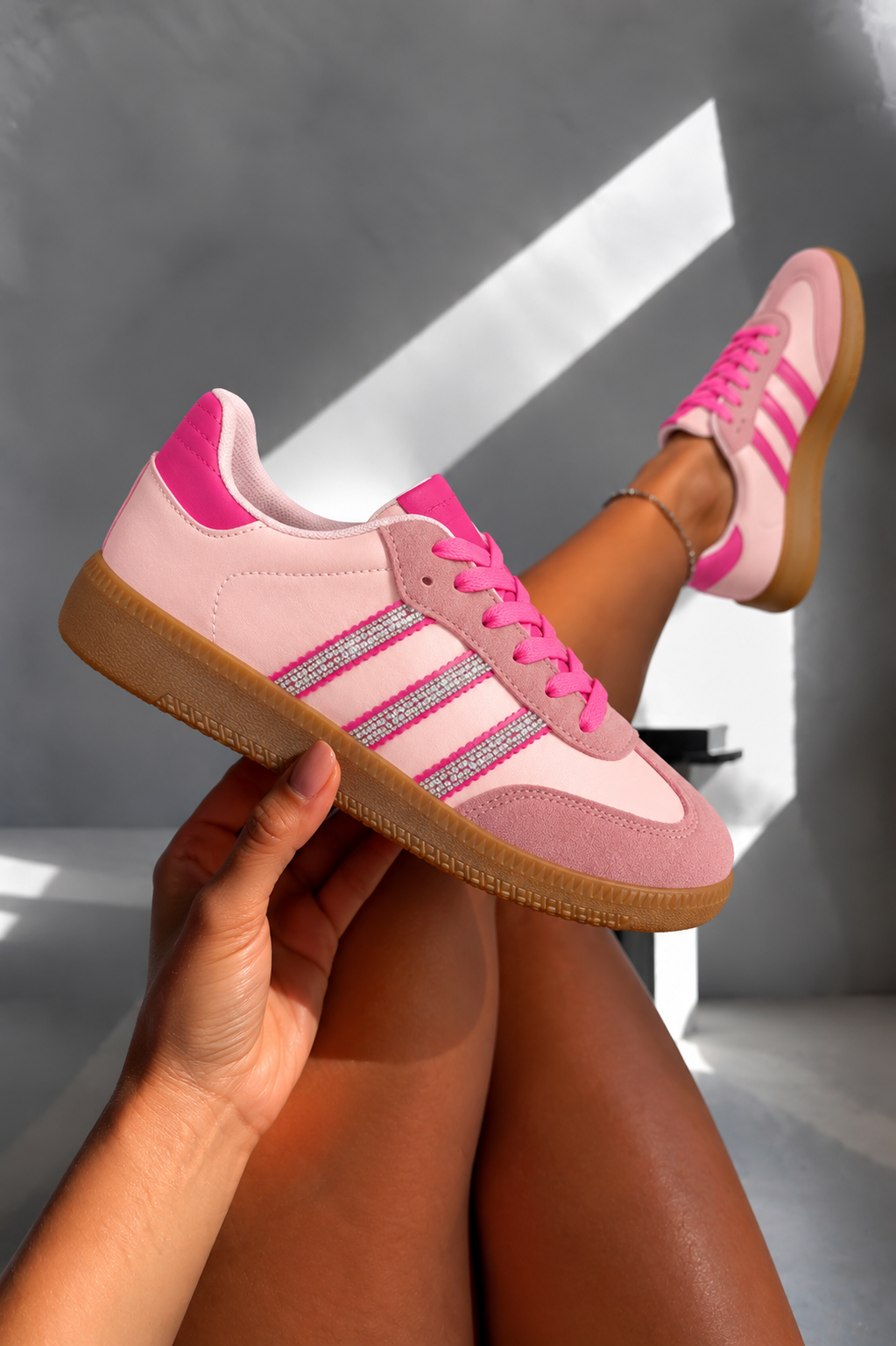 Crystal Stripe Simba Trainers Limited Edition Hot Pink