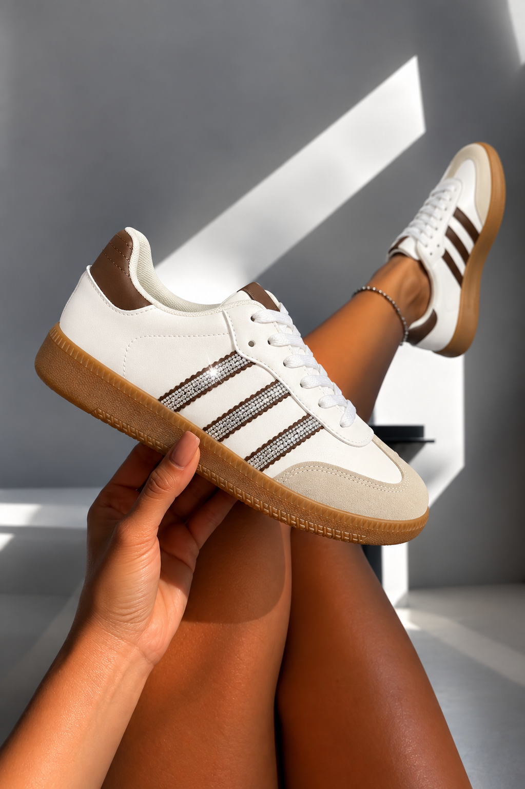 Crystal Stripe Simba Trainers Limited Edition Latte Brown