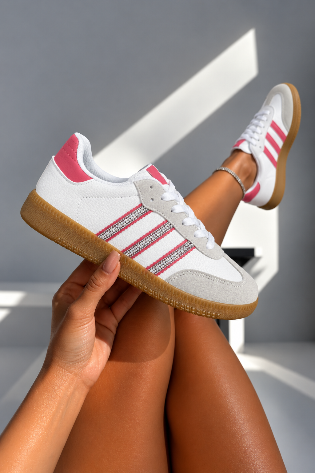 Crystal Stripe Simba Trainers Limited Edition White and Pink