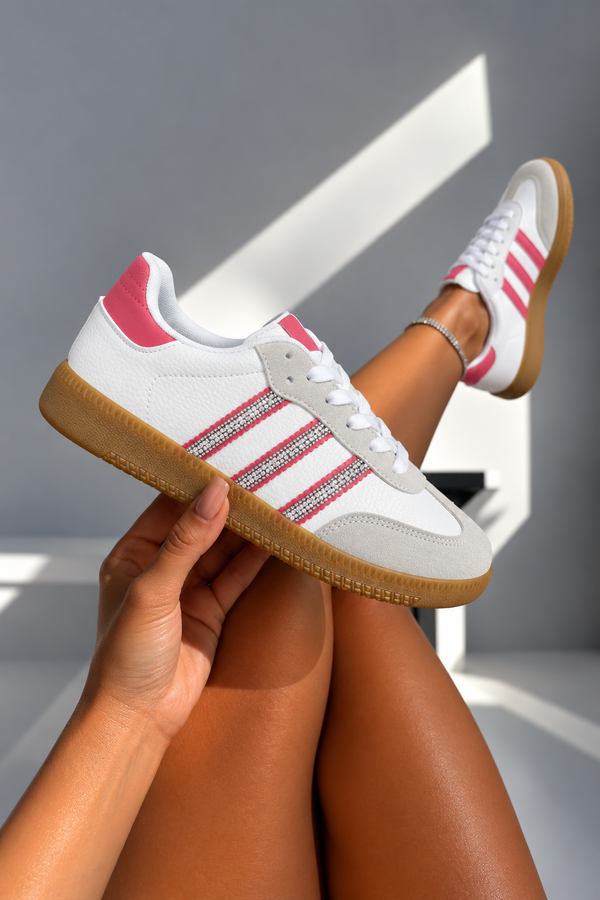Crystal Stripe Simba Trainers Limited Edition White and Pink
