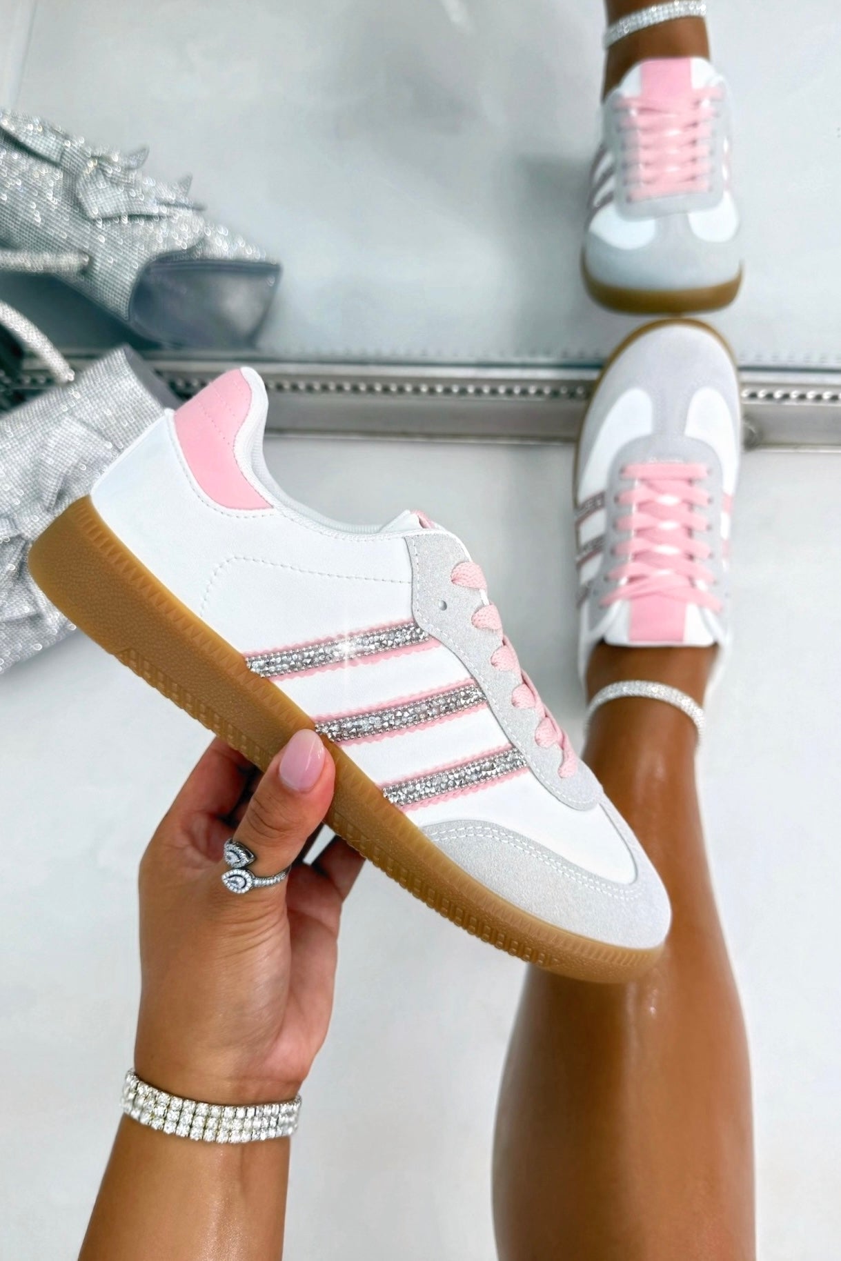 Crystal Stripe Simba Trainers Limited Edition Candy Pink