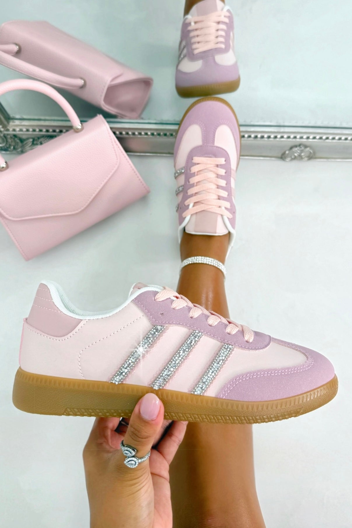 Crystal Stripe Simba Trainers Limited Edition Baby Pink