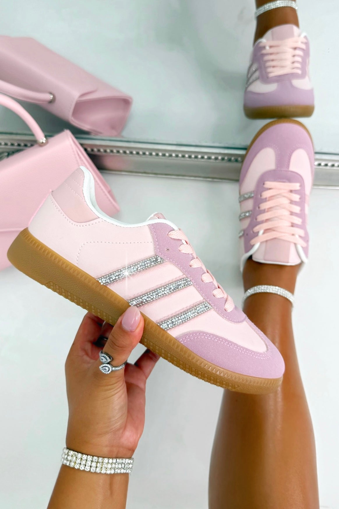 Crystal Stripe Simba Trainers Limited Edition Baby Pink