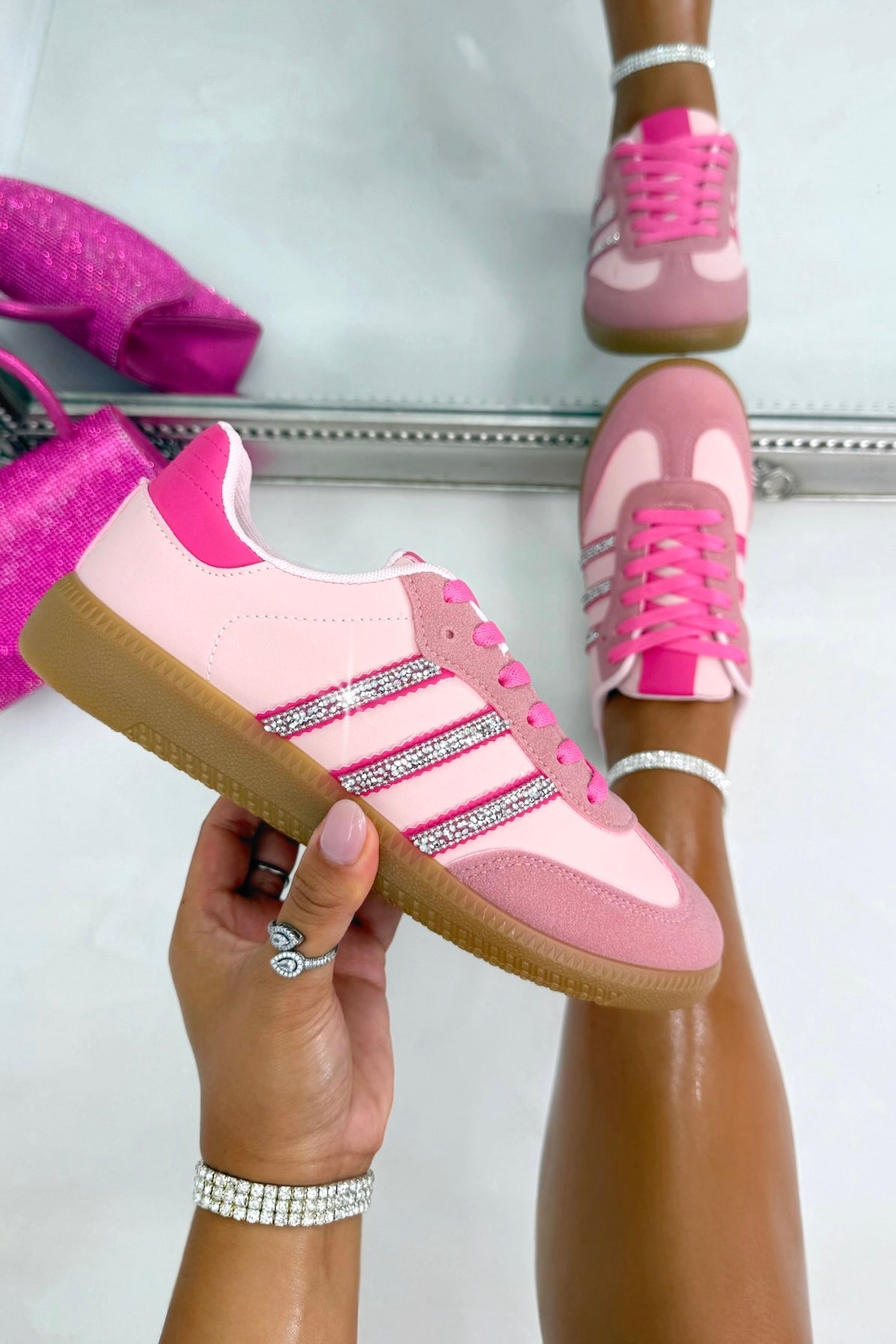 Crystal Stripe Simba Trainers Limited Edition Hot Pink