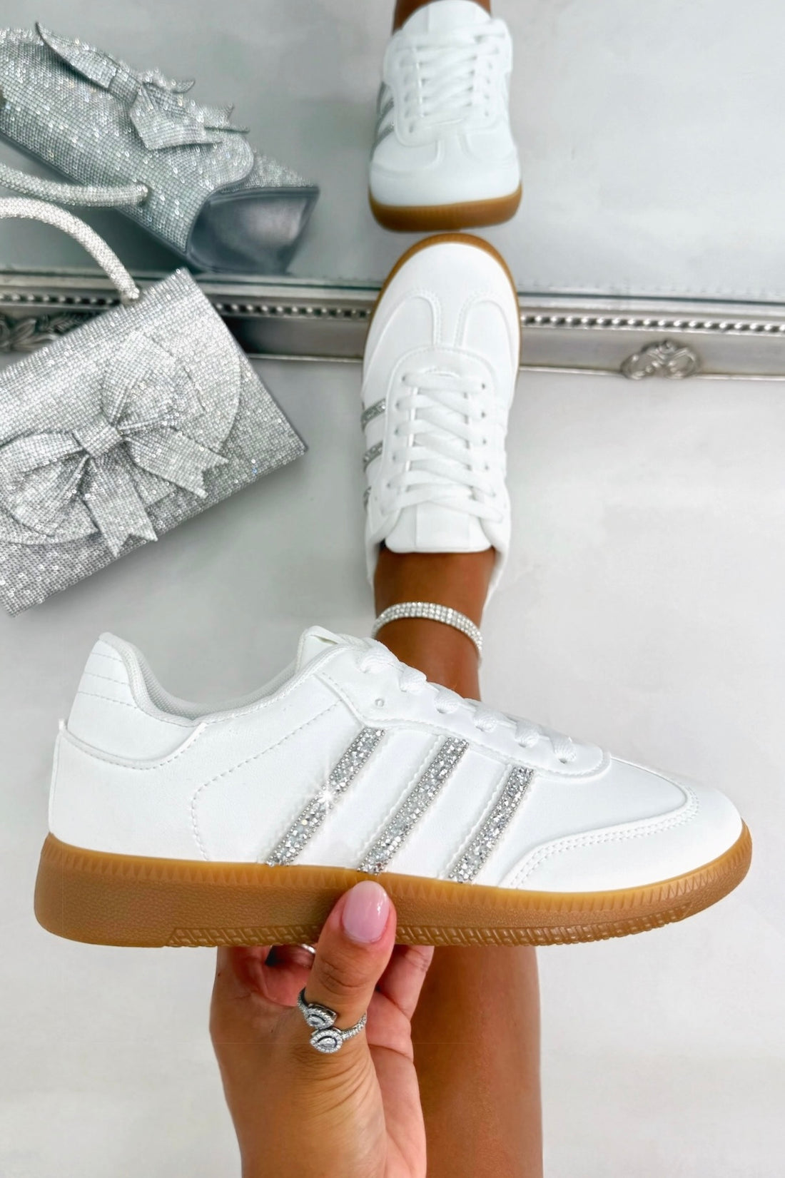 Crystal Stripe Simba Trainers Limited Edition All White