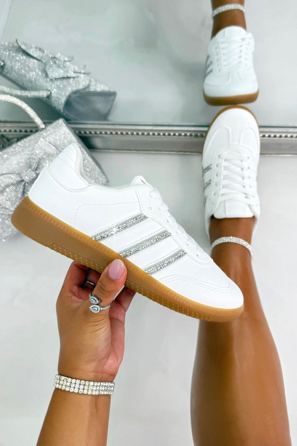 Crystal Stripe Simba Trainers Limited Edition All White