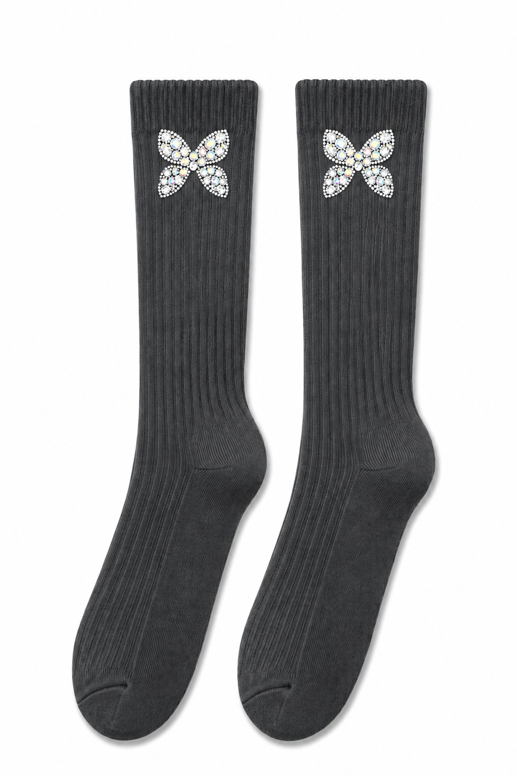 Sparkly Bow Socks Grey
