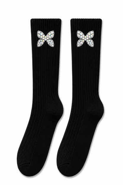 Sparkly Butterfly Socks Black