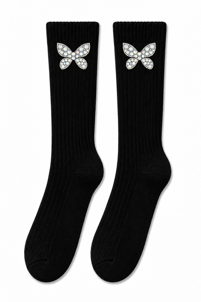 Sparkly Butterfly Socks Black