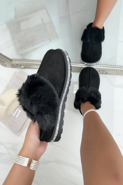 Sparkly Deluxe Snugg Slippers Black