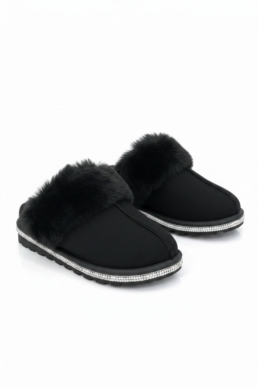 Sparkly Deluxe Snugg Slippers Black