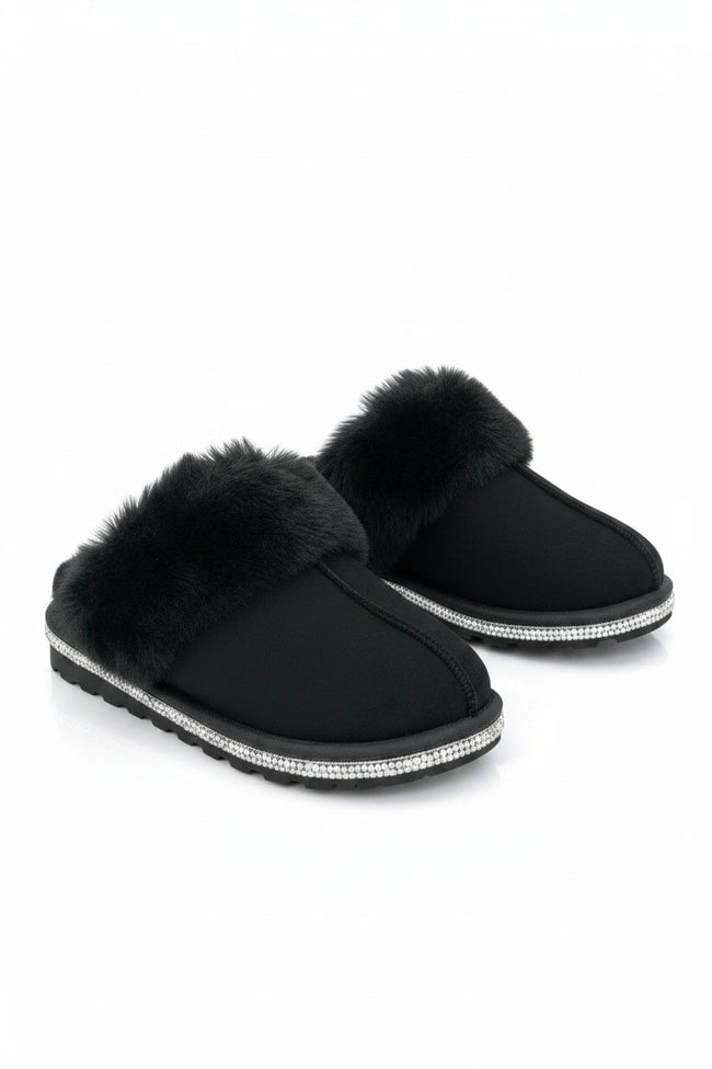 Sparkly Deluxe Snugg Slippers Black