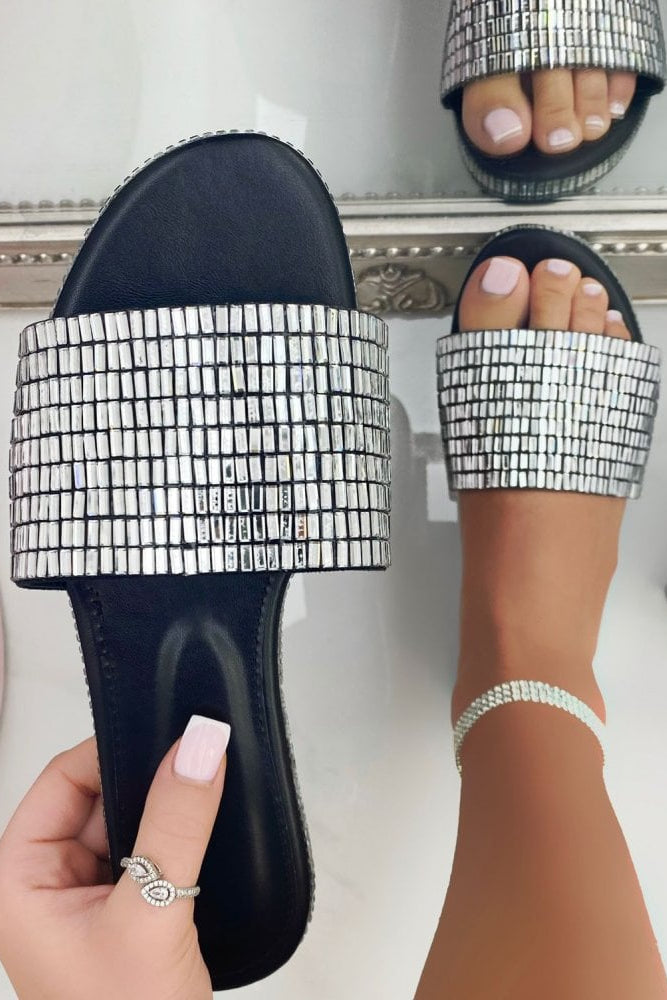 Sparkly Disco Ball Sliders Black