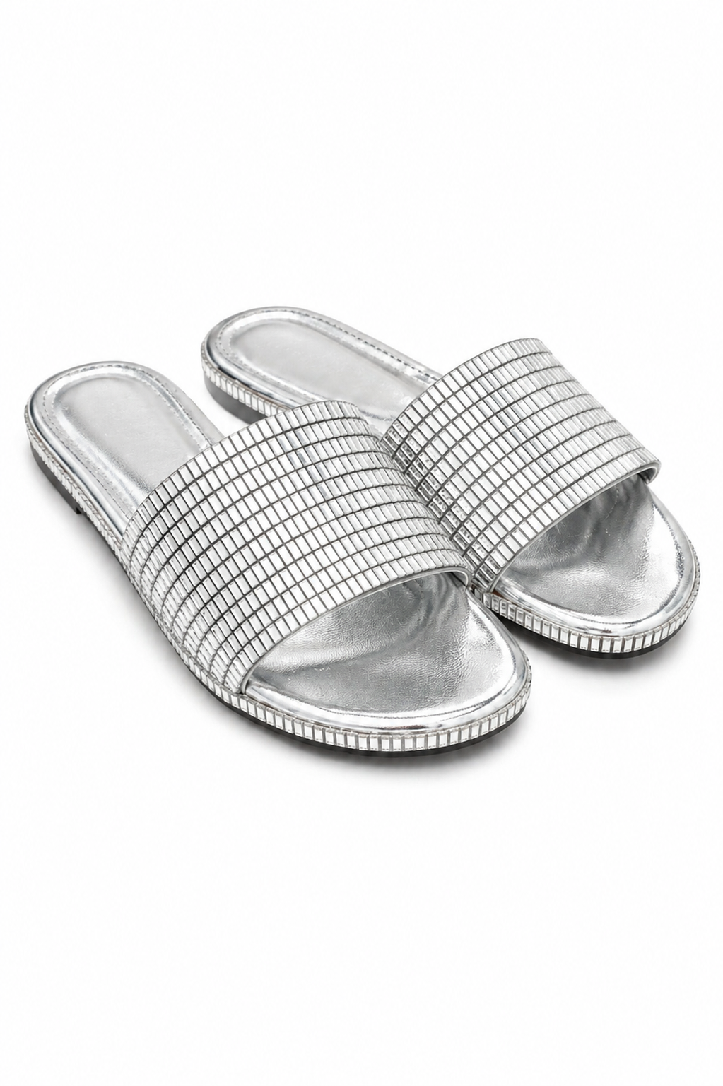 Sparkly Disco Ball Sliders Silver