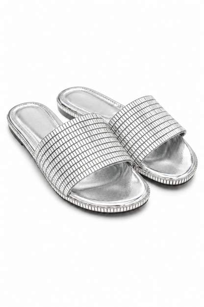 Sparkly Disco Ball Sliders Silver