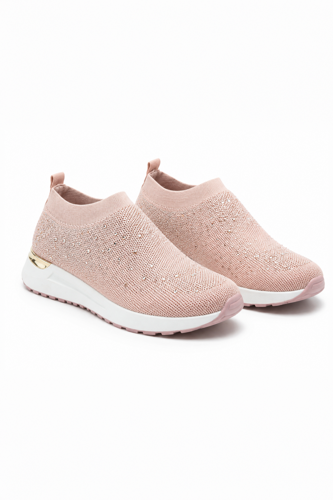 Sparkly Elevate Sculpt Sole Stretch Slip On Trainers Pink