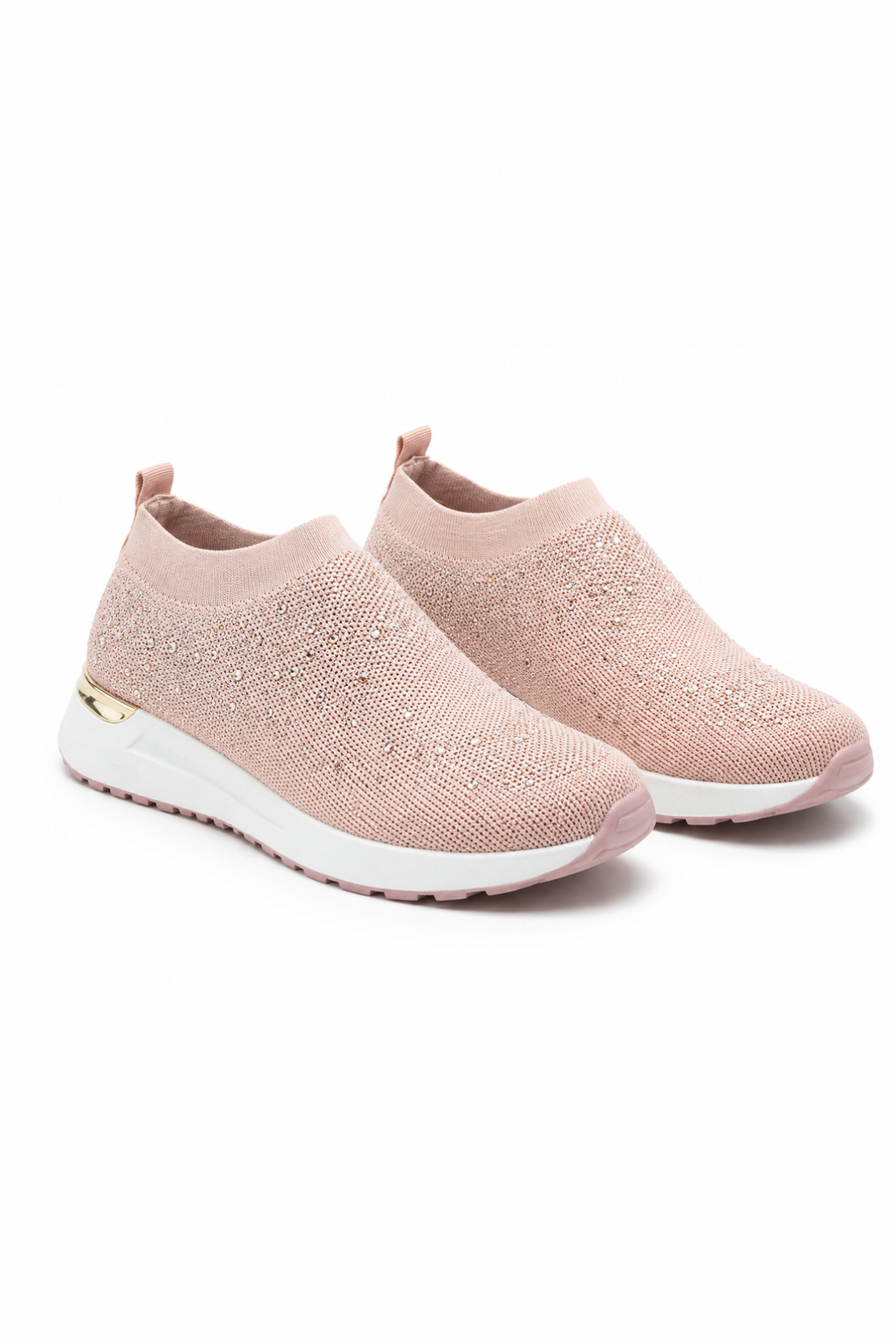 Sparkly Elevate Sculpt Sole Stretch Slip On Trainers Pink