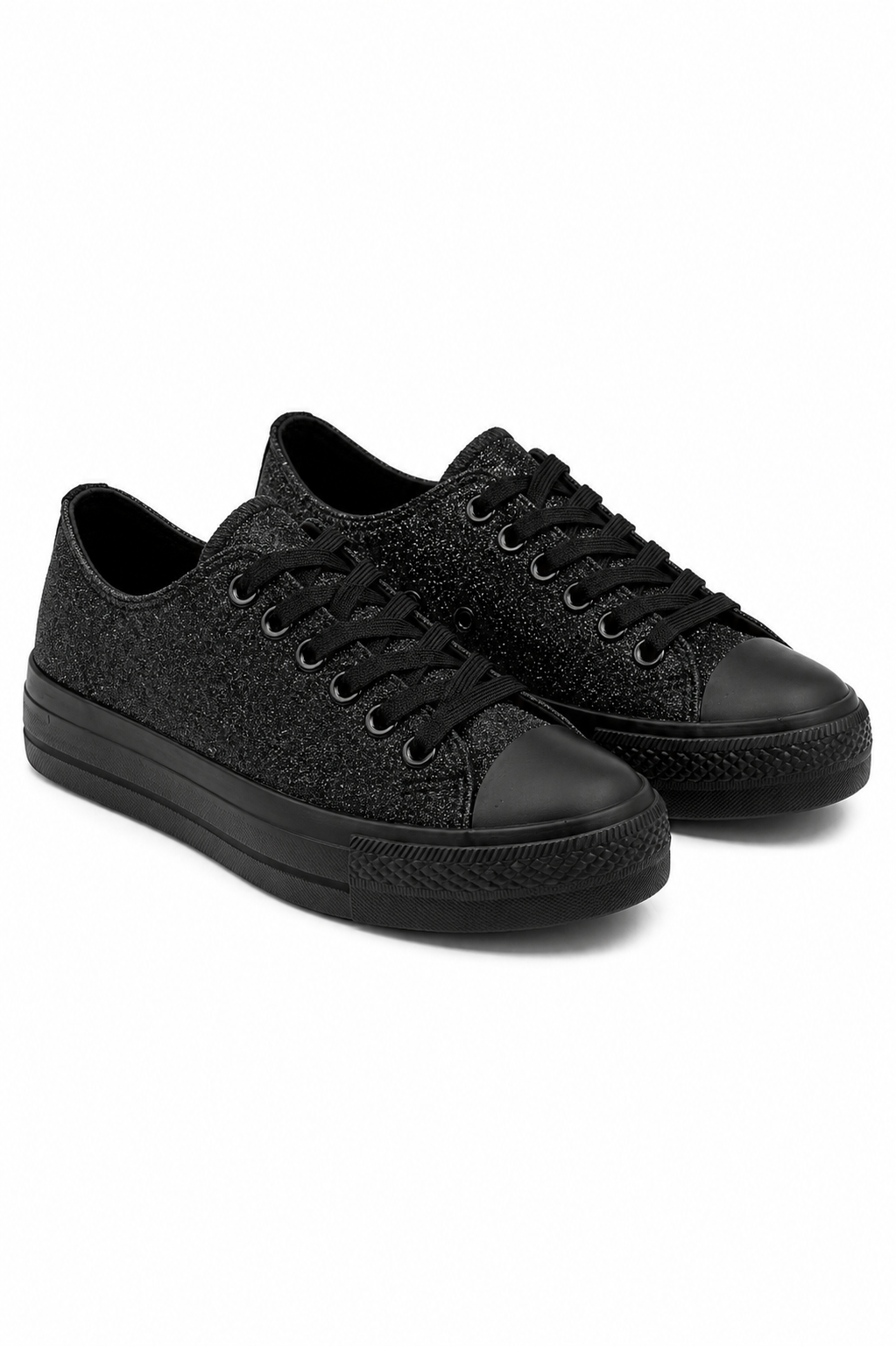 Sparkly Glitter Canvas Trainers Black