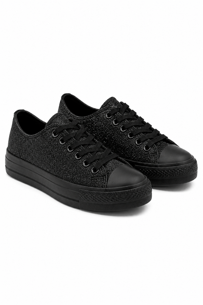 Sparkly Glitter Canvas Trainers Black
