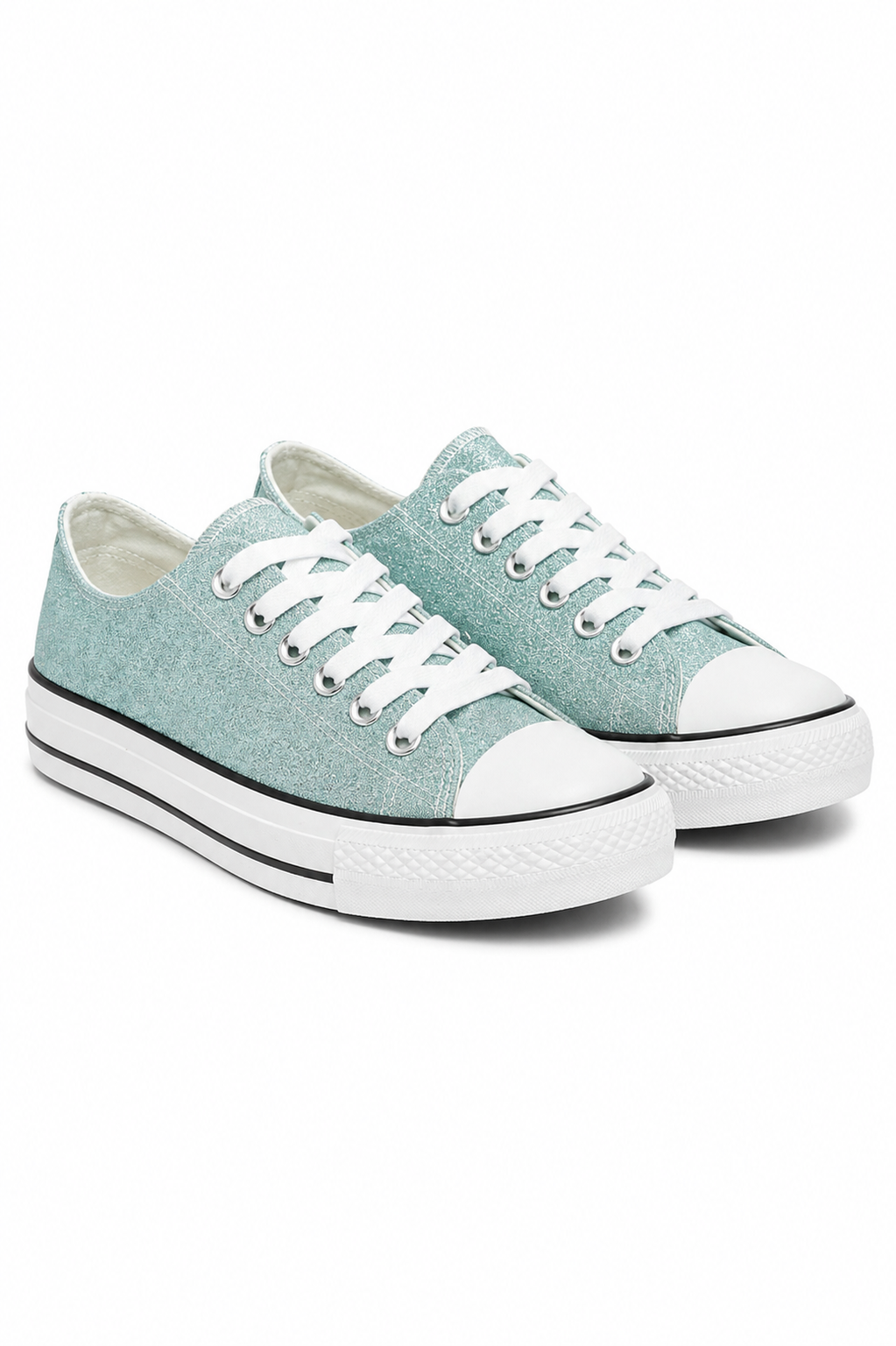 Sparkly Glitter Canvas Trainers Blue