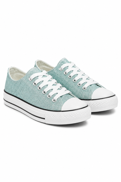 Sparkly Glitter Canvas Trainers Blue