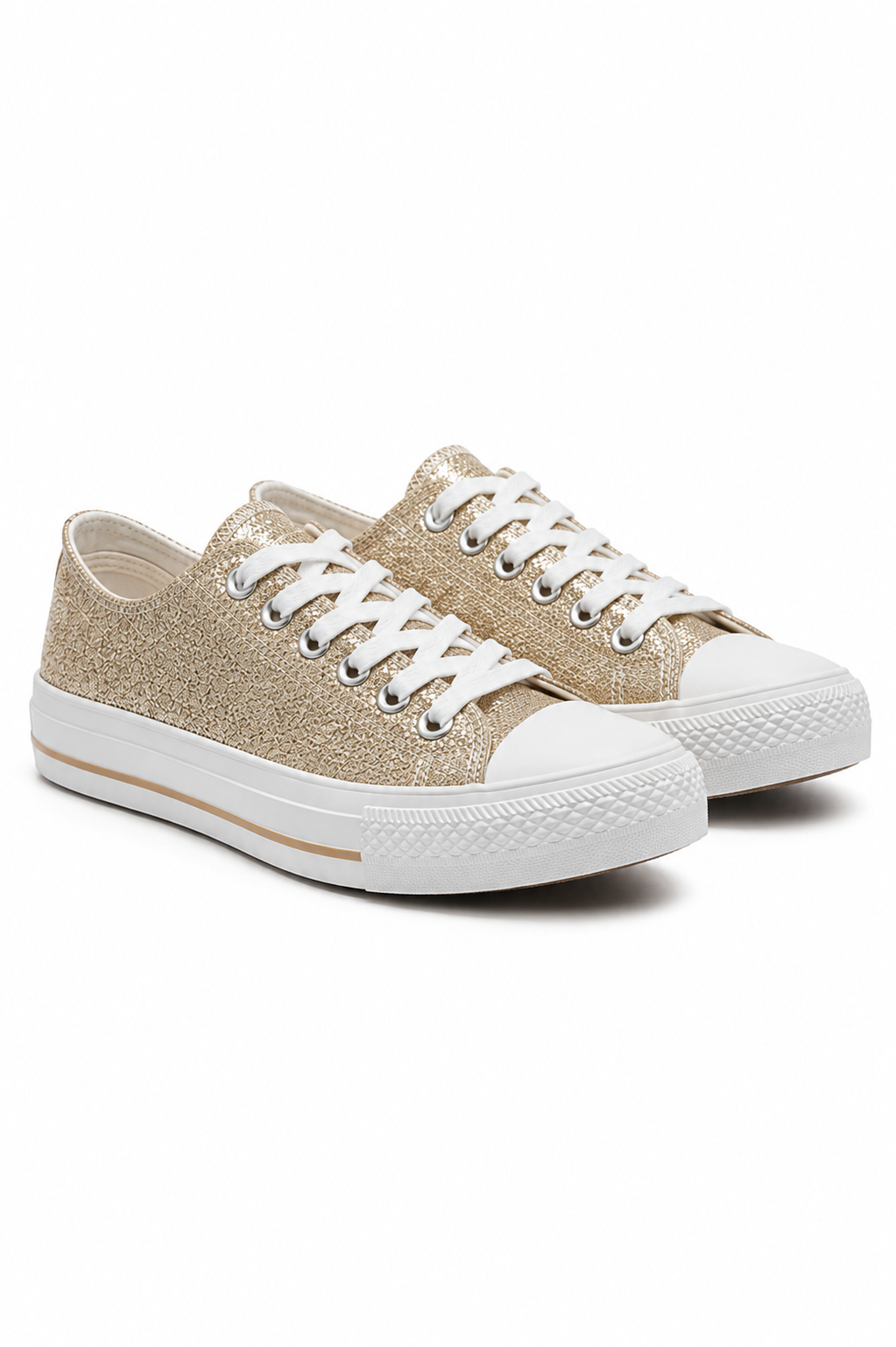 Sparkly Glitter Canvas Trainers Gold