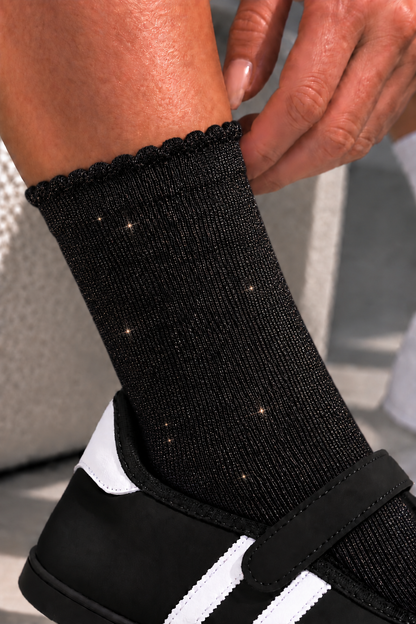 Sparkly Glitter Cotton Soft Socks Black