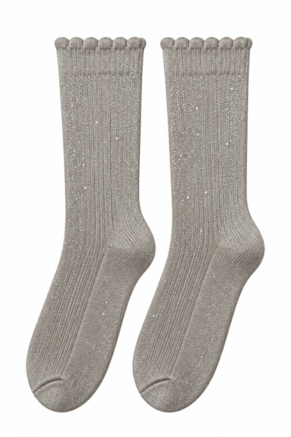 Sparkly Glitter Cotton Soft Socks Mocha