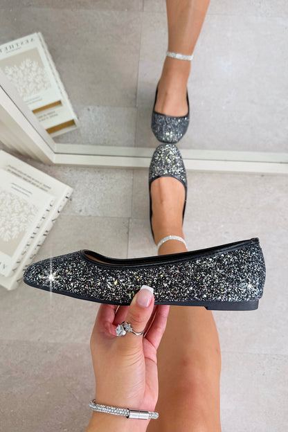 Sparkly Glitter Dolly Shoes Black
