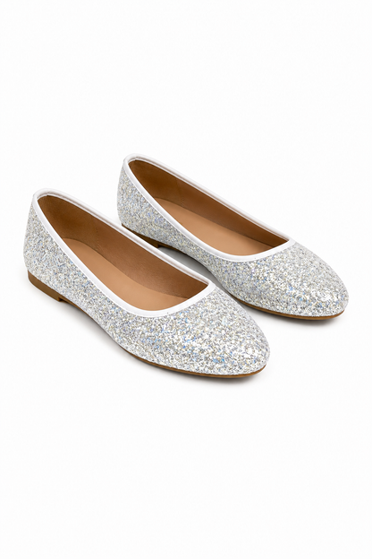 Sparkly Glitter Dolly Shoes Glow White